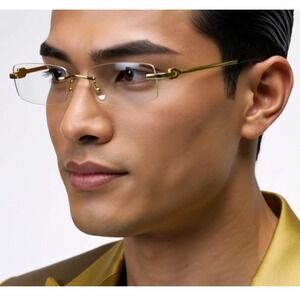 Sleek Rimless Rectangle Glasses Modern‎ Sophistication  Lentes Humbres Hip Hop